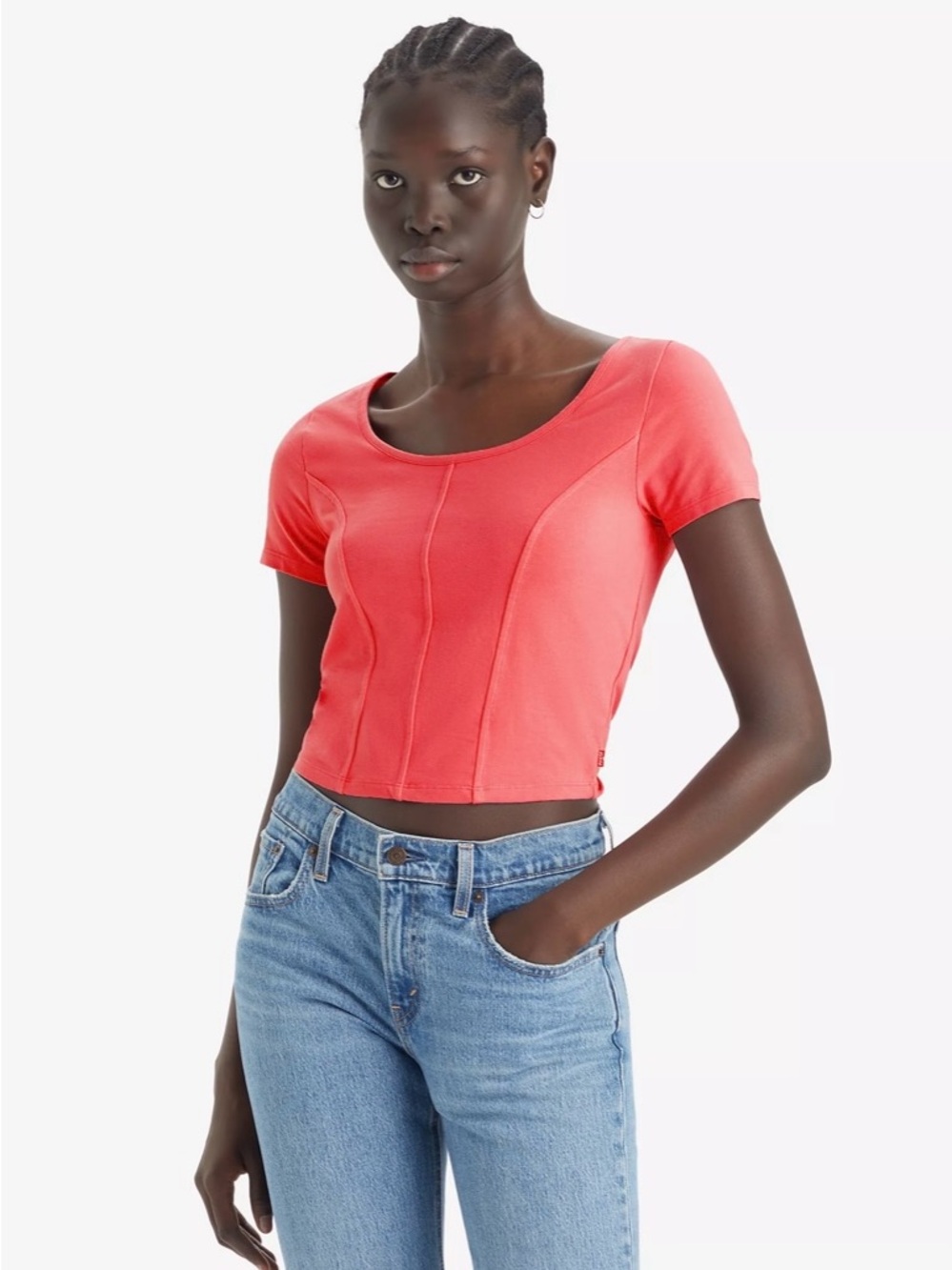 Levi's Women's Red Scoop Neck Short Sleeve Tee